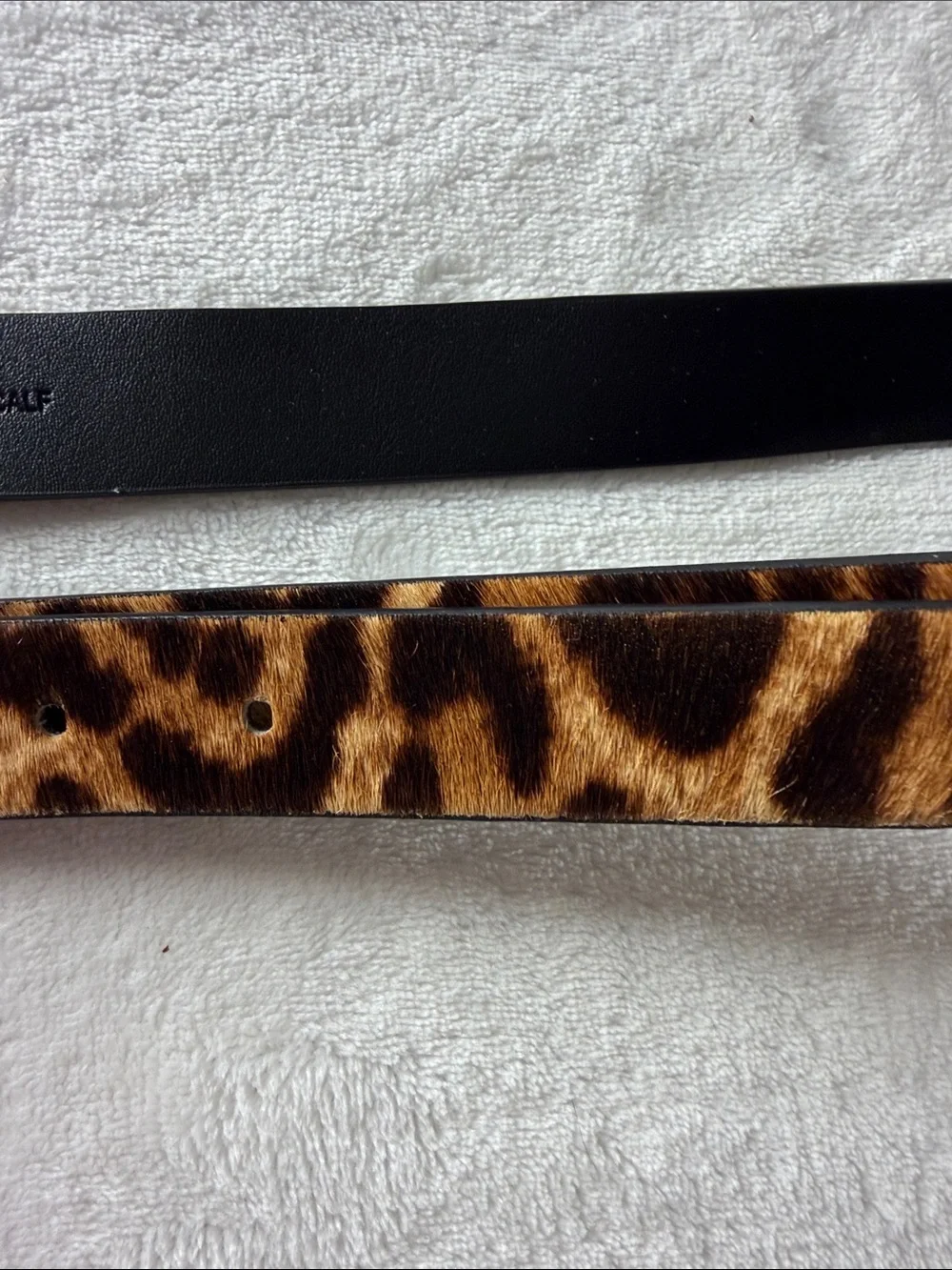Michael Kors Leopard Haircalf Belt with Gold-Tone Buckle